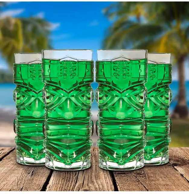 MIXOLOGY Set of 4 Transparent Glass Tiki Tumbler Glasses – 3