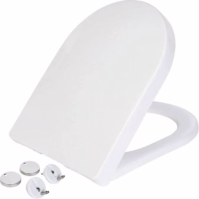 Nordara White D-Shaped Soft Close Toilet Seat with Top Fixing Hinges