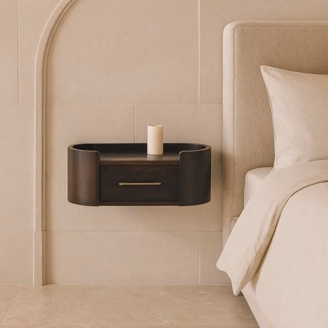 Artisan Furniture Valencia Wall-Mounted Mango Wood Bedside Table in Brown