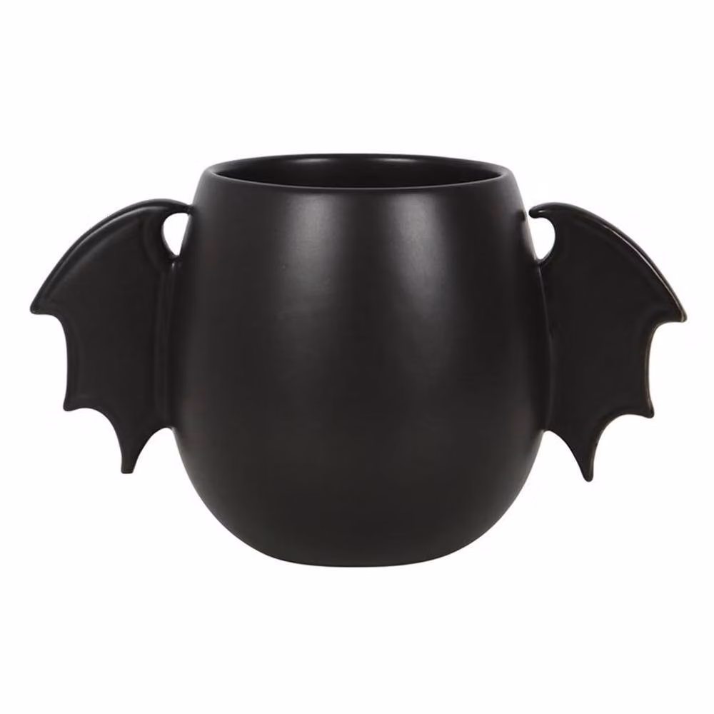 Uniqueful Bat Wing Rounded Ceramic Mug in Black, 500 ml – 2