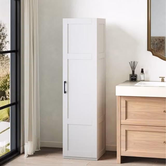 COSTWAY White Freestanding Kitchen Tall Storage Pantry Cabinet, W/D/H: 40 x 40 x 150 cm