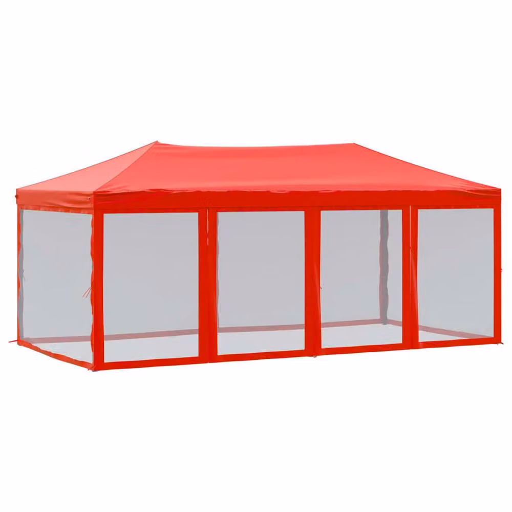 Berkfield Home Sturdy Folding Party Tent with Sidewalls, Red, W: 6 m, D: 3 m, H: 2.44 m – 2