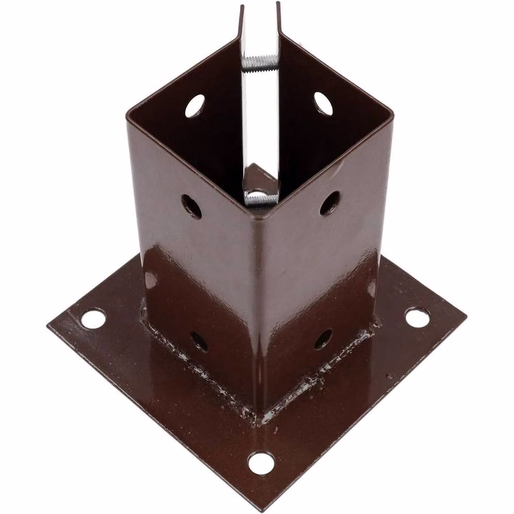 VOGREX Brown Bolt Down Post Shoe Fence Foot Base Support – 3