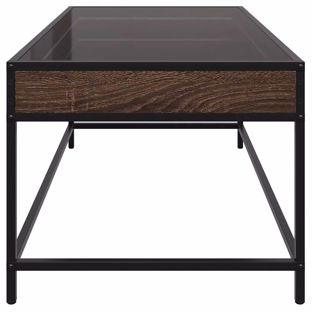Berkfield Home Infinity LED Coffee Table in Brown Oak, W: 90 cm, D: 50 cm, H: 41 cm – 5
