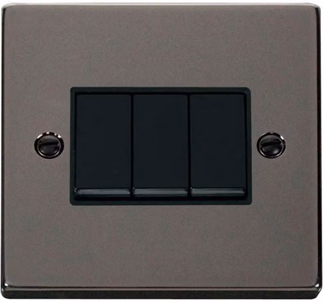 SE Home Black Nickel 3 Gang 2 Way Light Switch