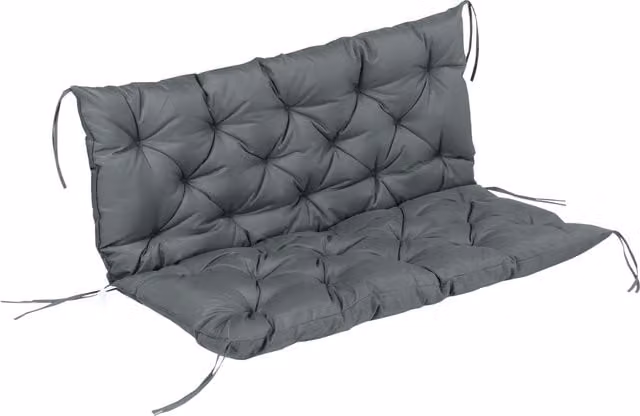 Outsunny 2 Seater Garden Bench Cushion in Grey with Ties and Water Repellent Fabric, W: 110 cm x D: 110 cm – 1