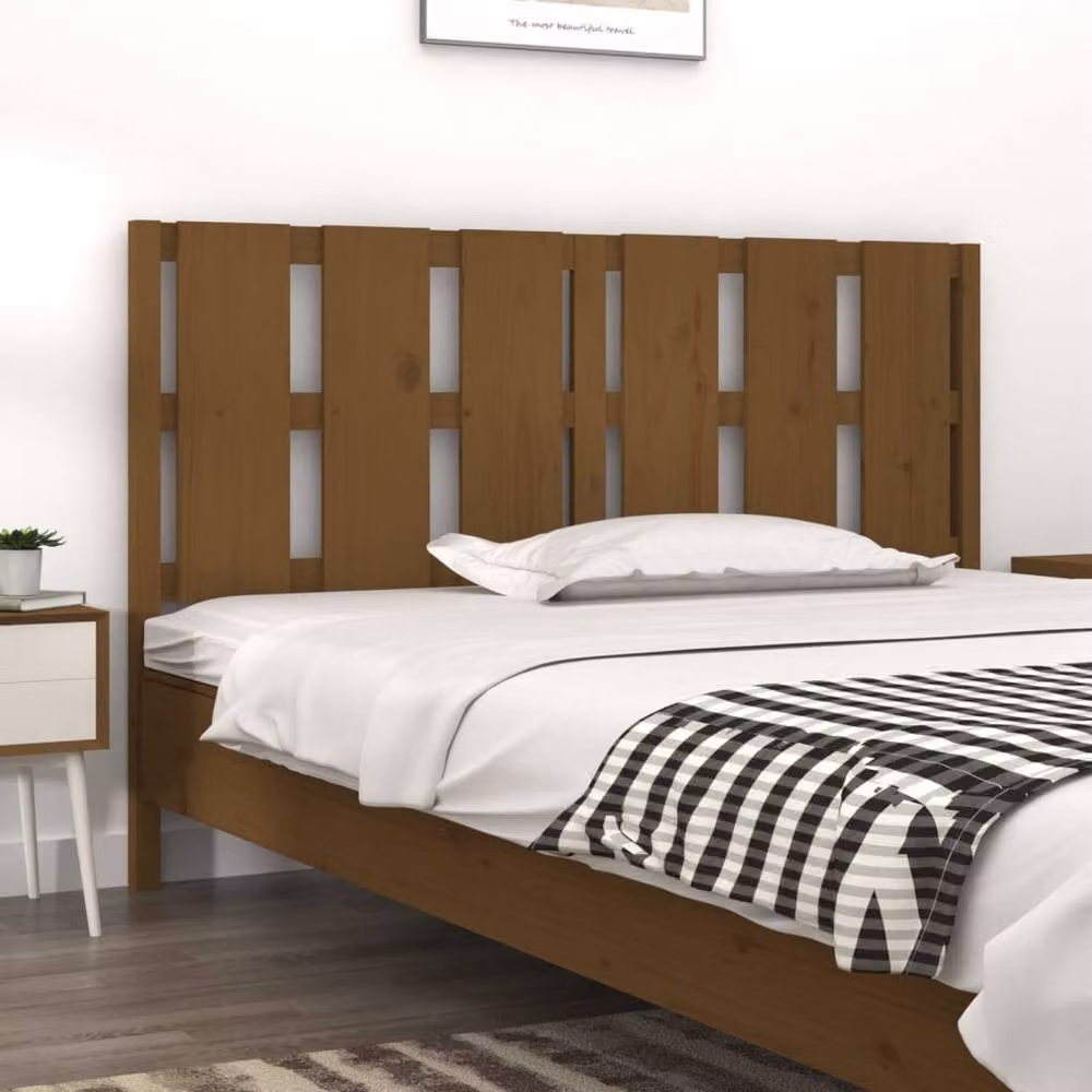 Berkfield Home Rustic Solid Wood Pine Bed Headboard, Honey Brown, W: 155.5 cm, D: 4 cm, H: 100 cm – 2