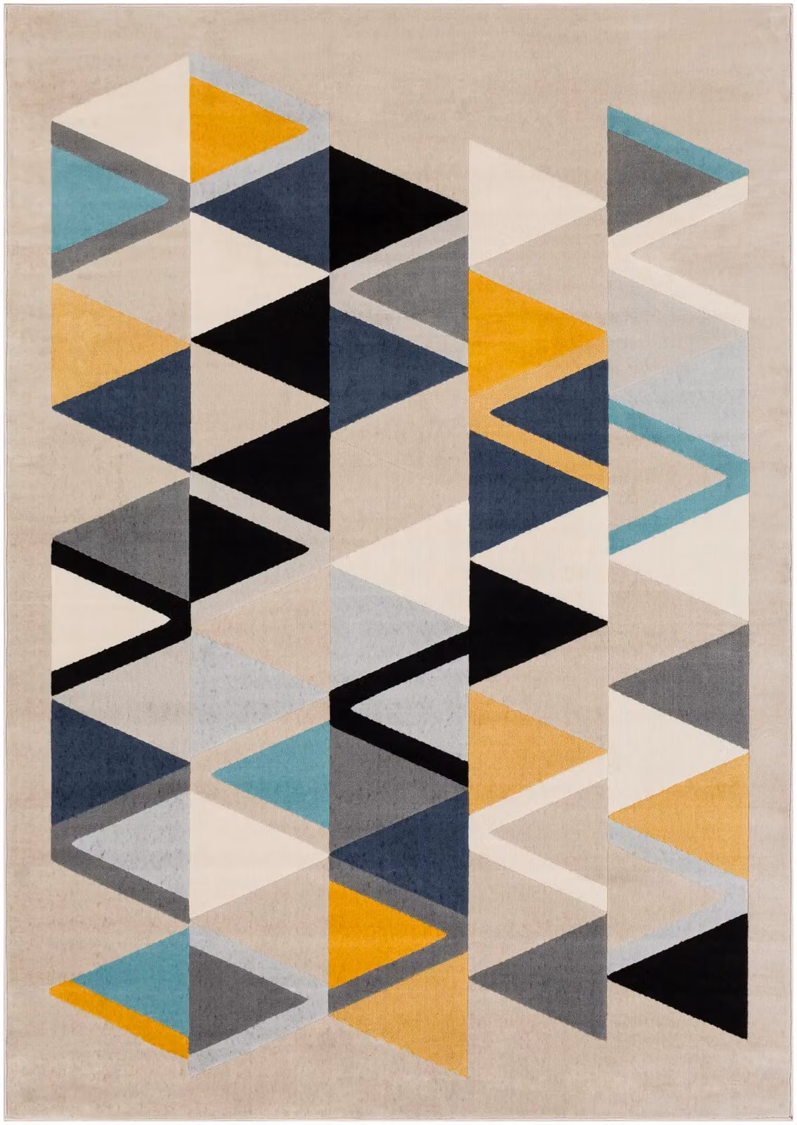 Livabliss City Geometric Rug in Yellow, Blue, Grey and Black, W: 80 cm, L: 220 cm – 2