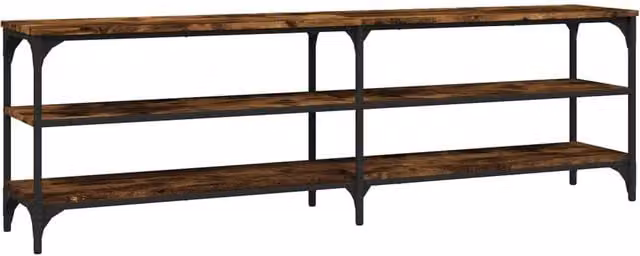 Berkfield Home Industrial TV Cabinet in Smoked Oak and Brown, W/D/H: 160 x 30 x 50 cm – 1