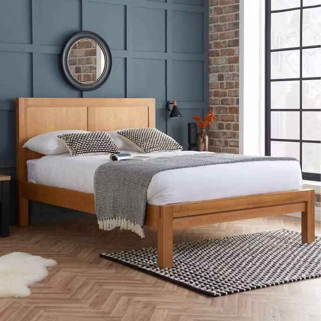 Birlea Bellevue Double Bed in Brown Oak Wood, 140 x 200 cm