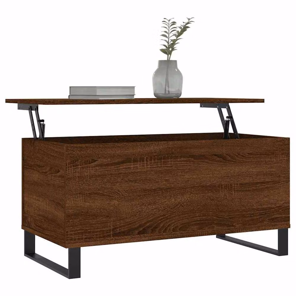 Berkfield Home Modern Brown Oak Coffee Table with Lift Mechanism, W: 90 cm, D: 44.5 cm, H: 45 cm – 3