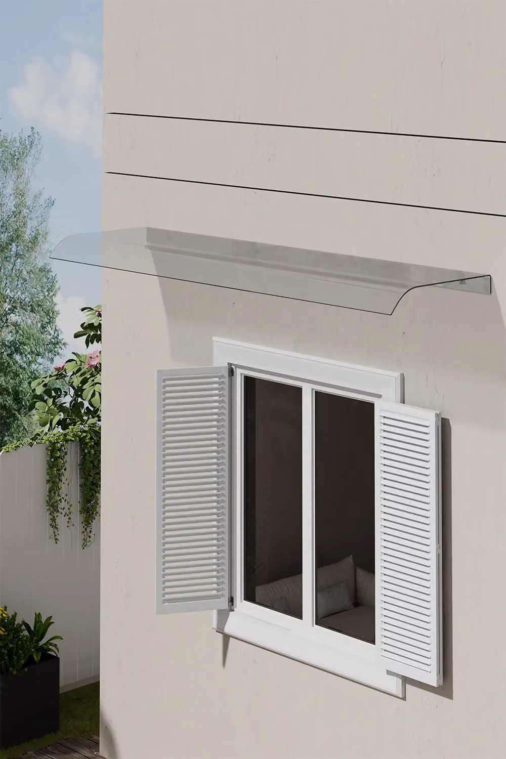 H&O Direct Transparent Clear Window and Door Awning Canopy Rain Cover, Large – 2