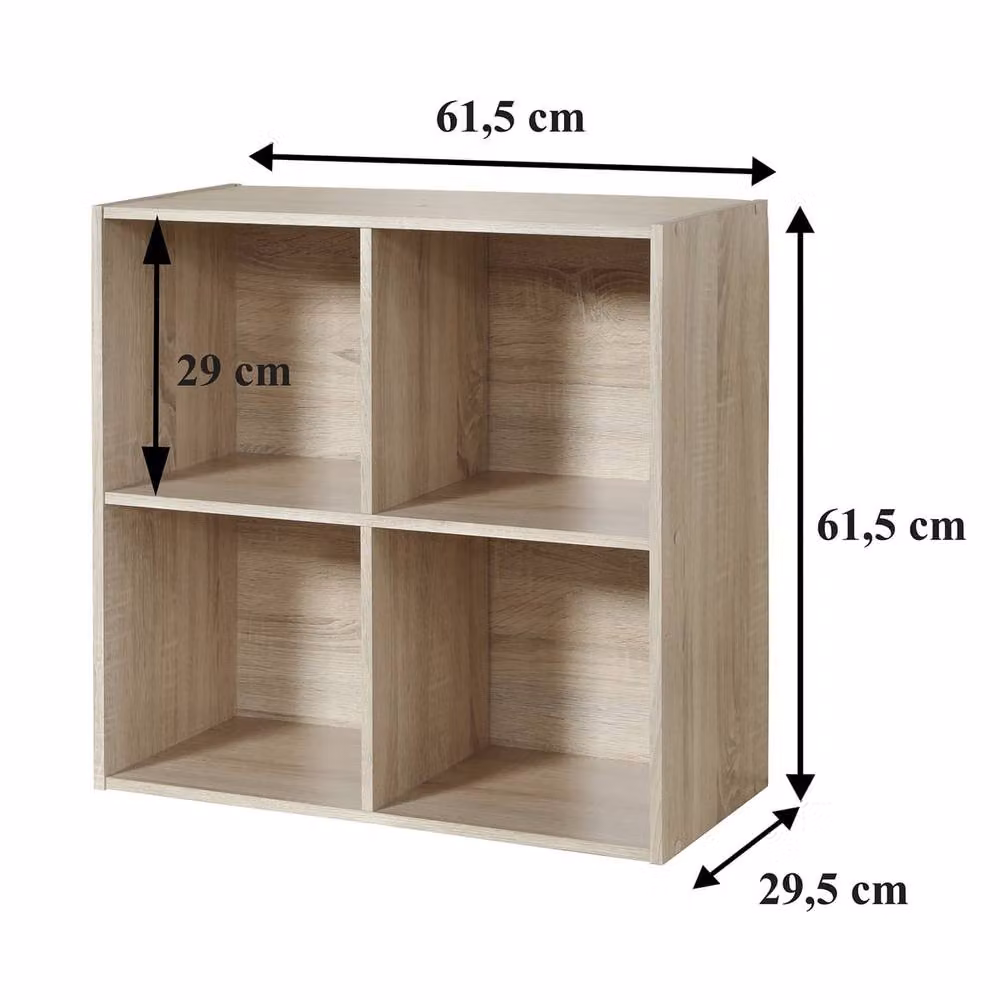 CALICOSY 4-Compartment COMPO Cabinet in Light Oak, H 61.5 cm x W 61.5 cm x D 29.5 cm – 3