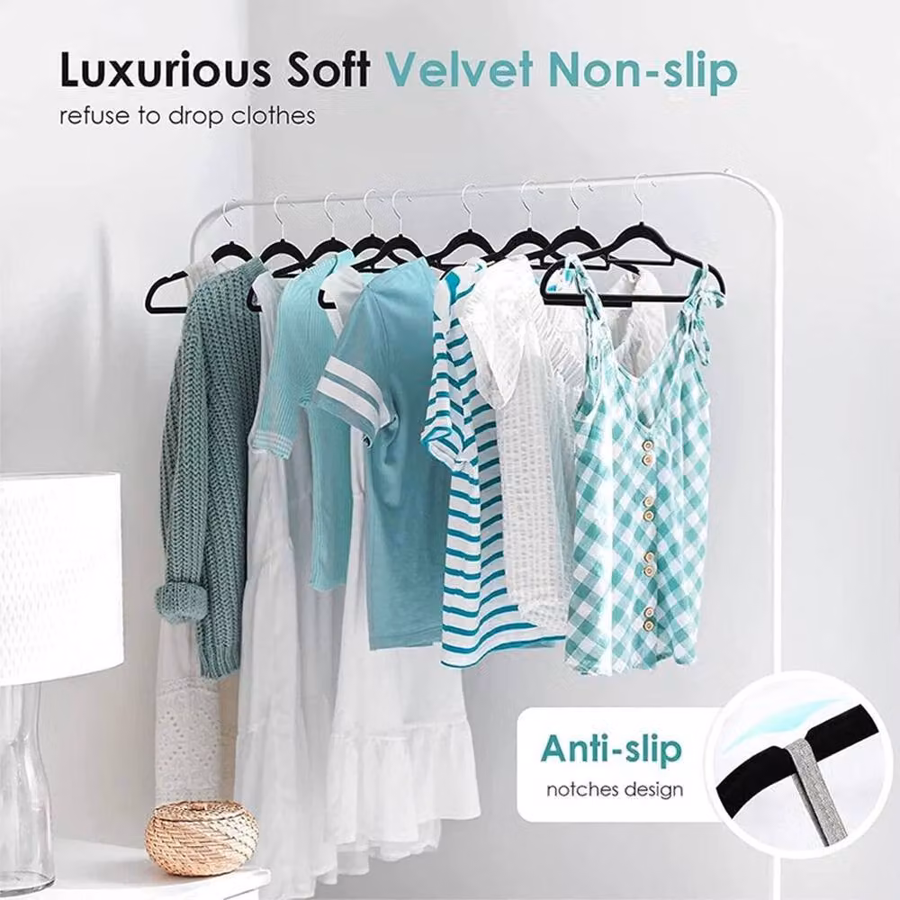 Kelvenix 100 Pack Black Velvet Anti Slip Coat Hangers – 2