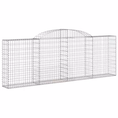 vidaXL Arched Gabion Baskets, 11 Pieces, Silver Galvanised Steel, W: 300 cm, D: 30 cm, H: 100/120 cm