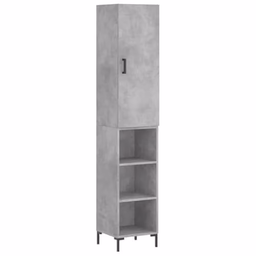 vidaXL Modern Highboard in Grey with Hinged Doors and Internal Shelves, W/D/H: 34.5 x 34 x 180 cm – 1