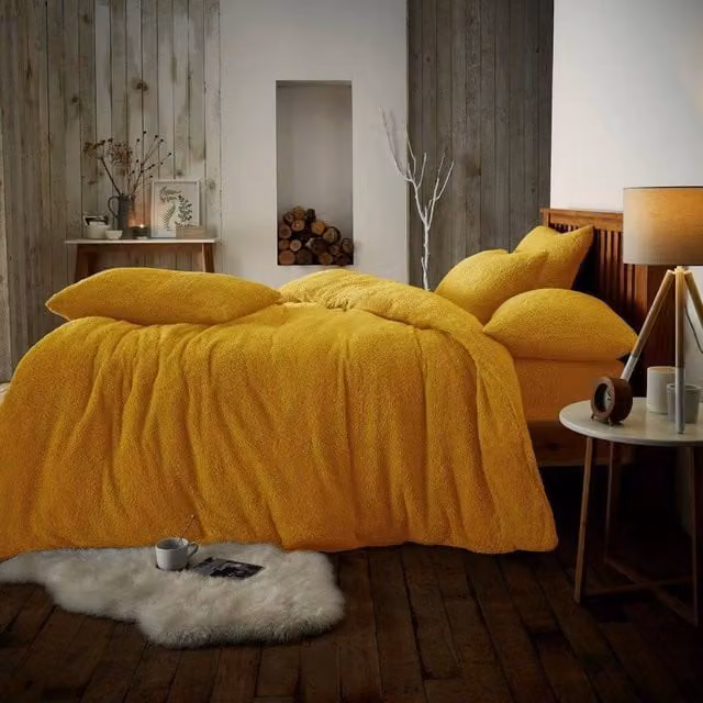 Smart Living Luxury Teddy Fleece Duvet Cover and Pillowcase Set in Orange, King Size (W: 200 cm, L: 180 cm) – 1