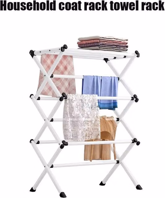VOGREX Heavy Duty Foldable Indoor Outdoor Clothes Horse Laundry Airer in White