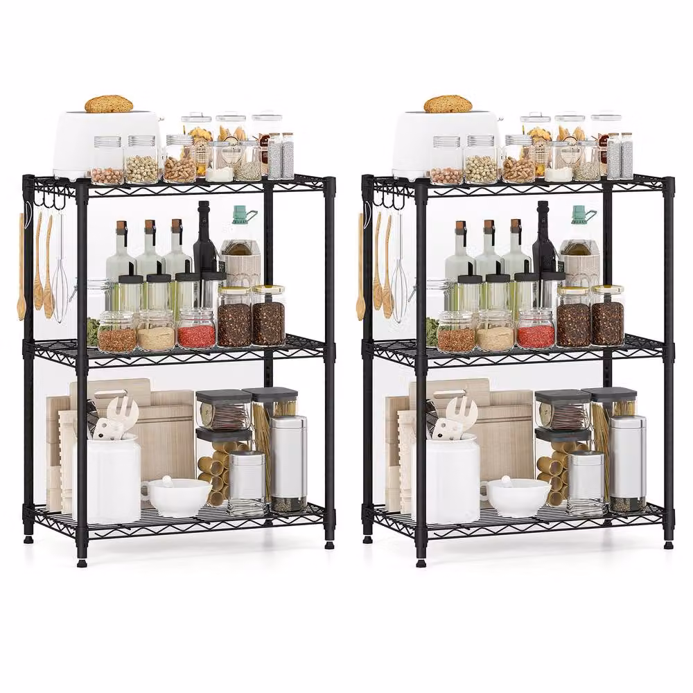 Costway 3-Tier Adjustable Metal Wire Shelving Unit in Black – 3