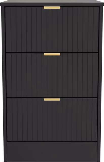 Ready Assembled 2 U Denver 3 Drawer Bedside Cabinet in True Black