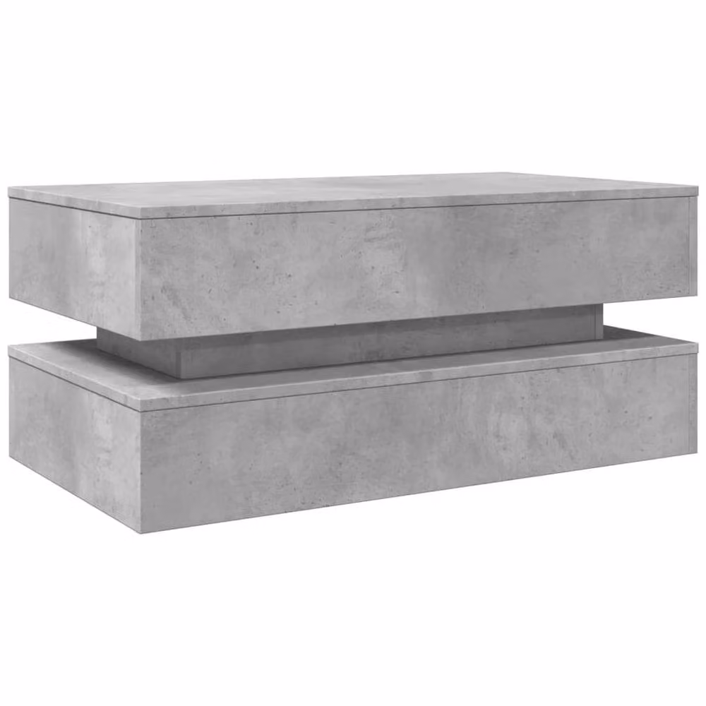 Berkfield Home Modern Rectangular Coffee Table with LED Lights in Concrete Grey, W/D/H: 90 x 50 x 40 cm – 3
