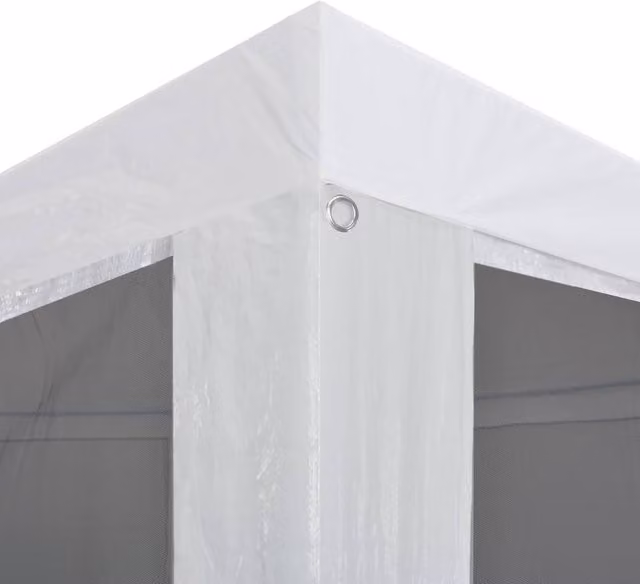 Berkfield Home Party Tent with 6 Mesh Sidewalls, W: 6 m, D: 3 m, H: 3 m, White and Black – 1