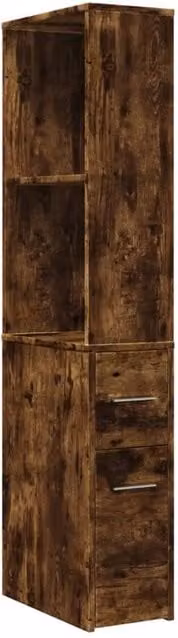 Berkfield Home Narrow Bathroom Cupboard with Wheels in Smoked Oak Brown – 1