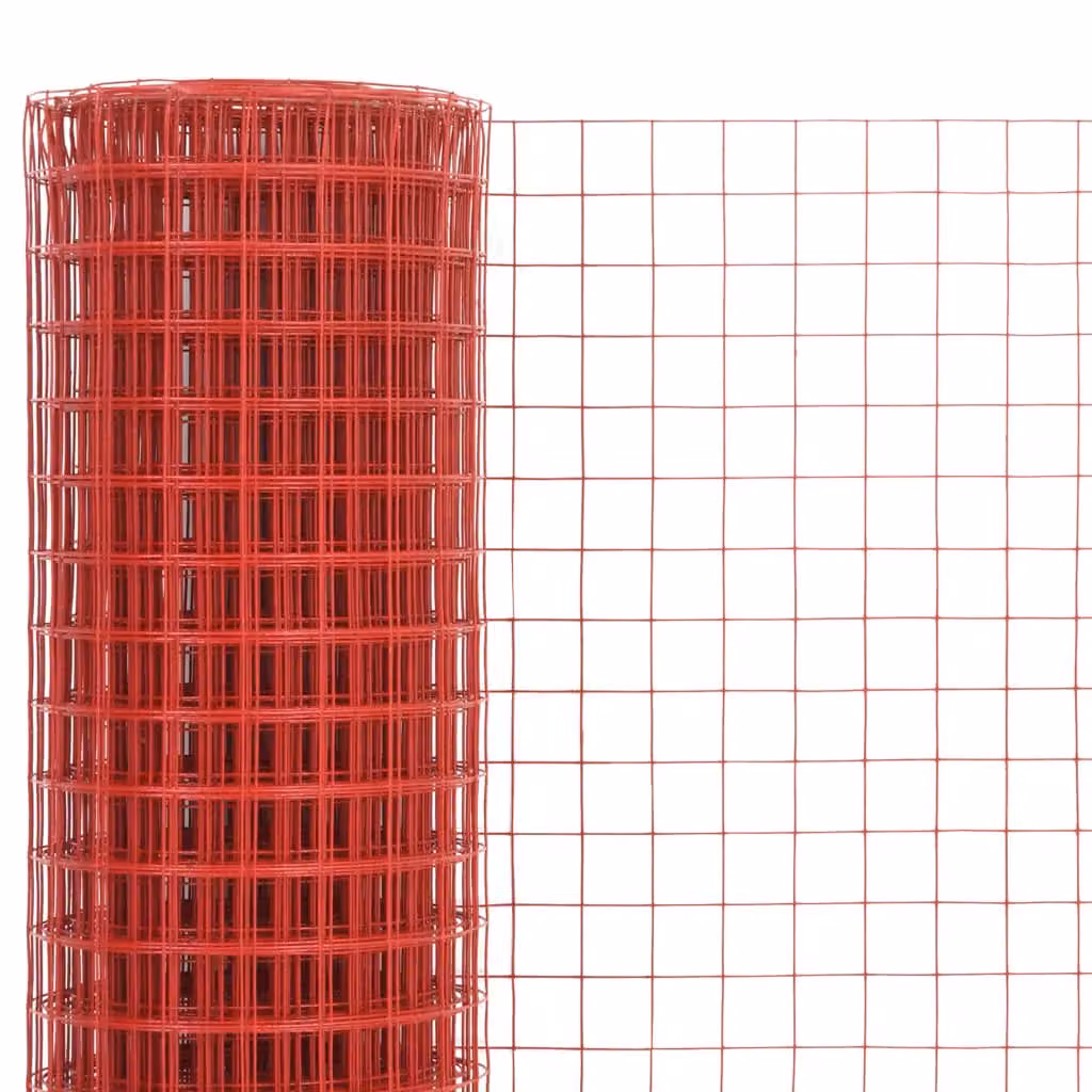 Berkfield Home Red PVC Coated Steel Chicken Wire Fence, 25 x 1 m – 2
