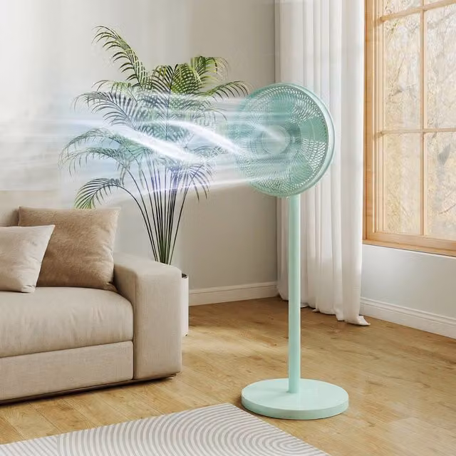 HOMCOM Green Standing Pedestal Fan with Remote Control, Timer and Oscillation, 40 cm
