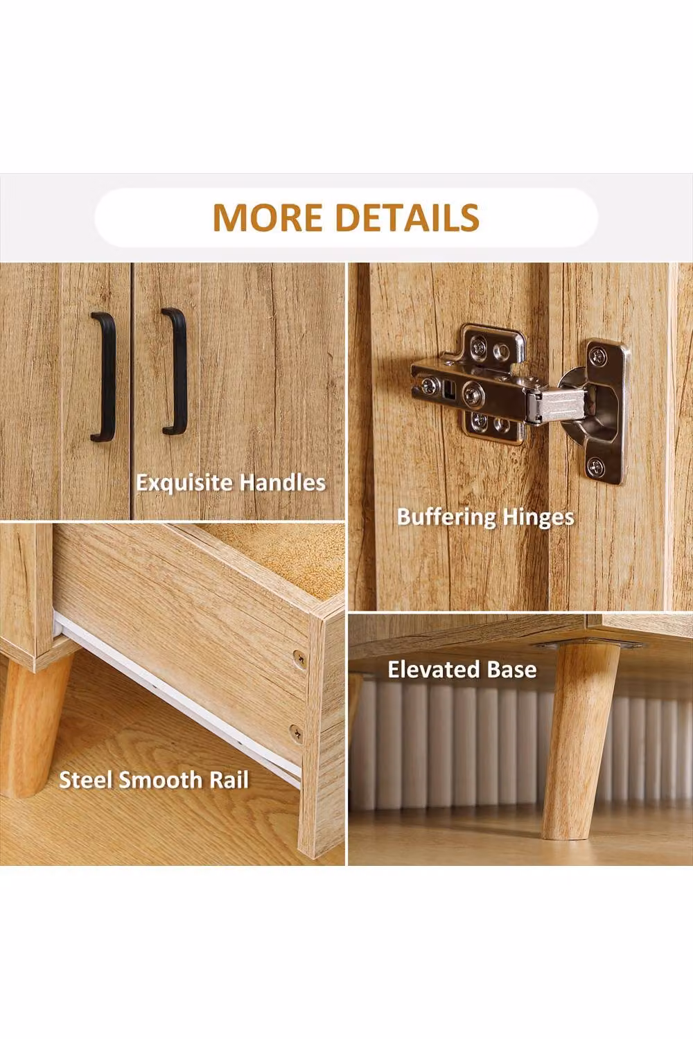 ERGOVEXA 2 Door Wardrobe in Brown with Soft Close Hinged Doors and Integrated Drawers, W/D/H: 122.5 x 52 x 80 cm – 2