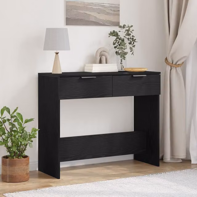 Berkfield Home Black Oak Console Table, W/D/H: 90 x 36 x 75 cm