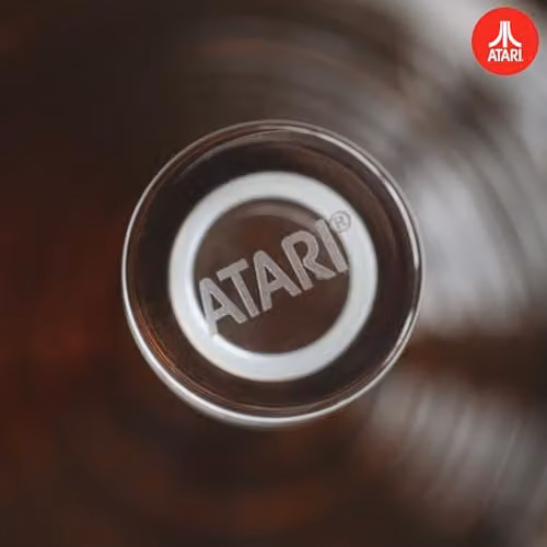 ThumbsUp! Official Atari Joystick Decanter Set with 2 x Atari Action Button Whisky Glasses and CX78+ Games Pad Tray, Transparent Lead-Free Crystal Glass, 750ml Decanter and 2 x 300ml Glasses – 3