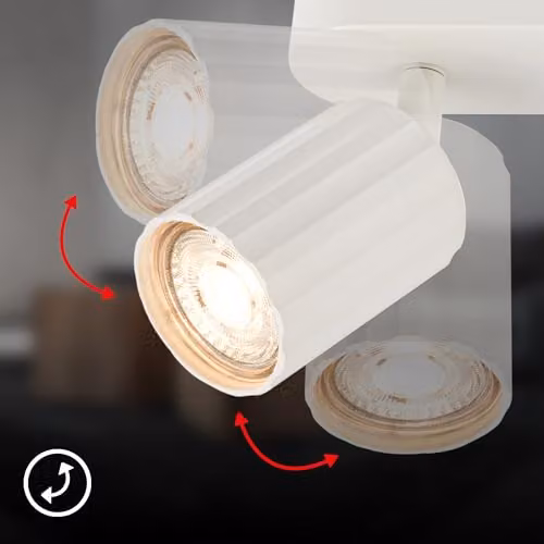 Briloner Modern Adjustable Ceiling Spotlight in White, GU10 LED Compatible – 6