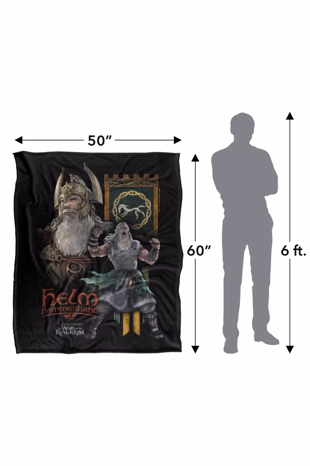 LOGOVISION Lord of the Rings War of the Rohirrim Helm Hammerhand Homage Super Soft Fleece Throw Blanket, Multicolour, W: 152 cm, D: 127 cm – 8