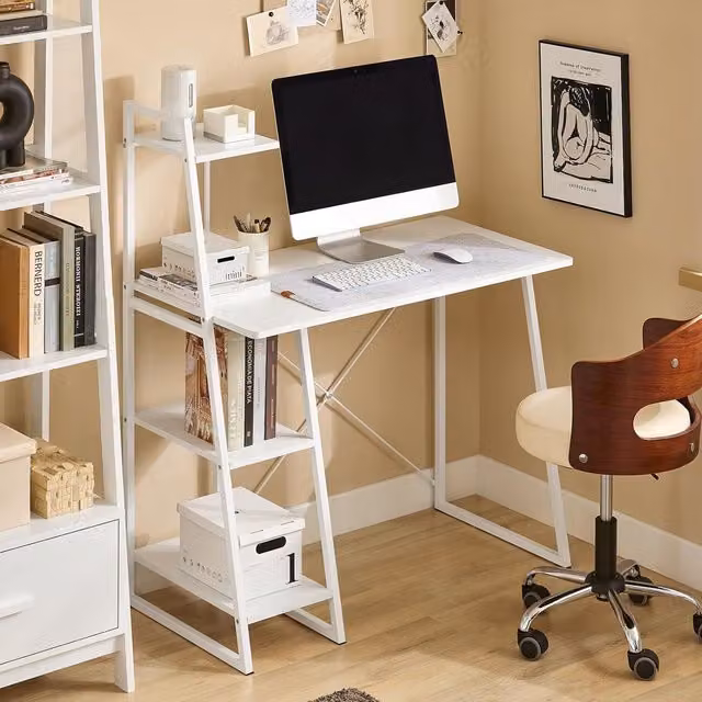 SoBuy Modern White Writing Desk for Home Office