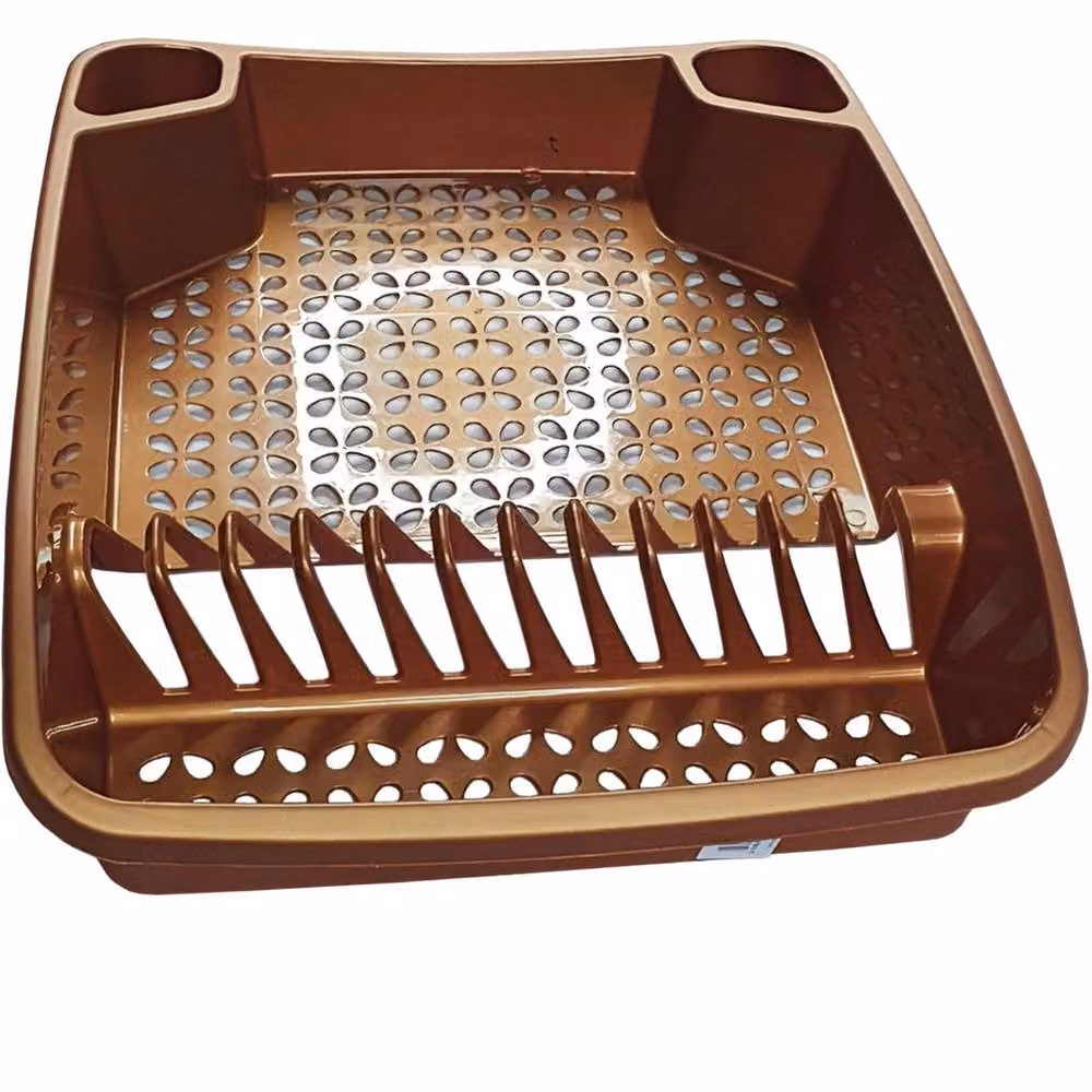 FLAVORA Rose Gold Large Plastic Dish Drainer with Cutlery Holder – 2