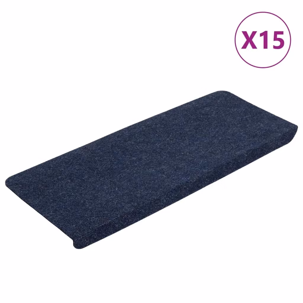 Berkfield Home Self-adhesive Non-slip Stair Mats, Blue, 15 Pieces, W: 65 cm, D: 24.5 cm, H: 3.5 cm – 2