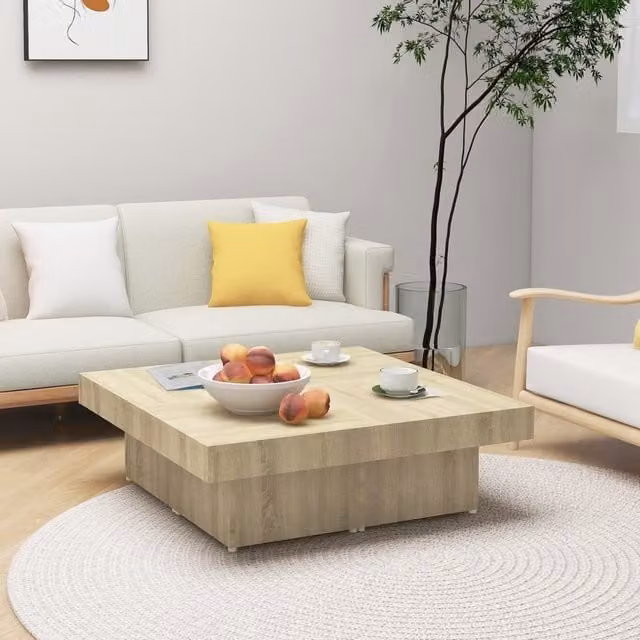 Berkfield Home Sonoma Oak Coffee Table in Brown, W/D/H: 90 x 90 x 28 cm – 1