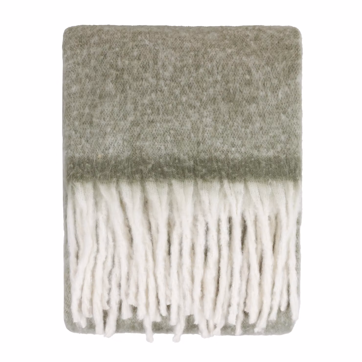 Furn Woven Tasselled Throw in Green, W: 140 cm, D: 180 cm – 2