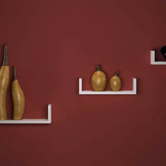 Kelvenix Set of 3 U-Shaped Floating Wooden Wall Mounted Display Shelves in White – 1