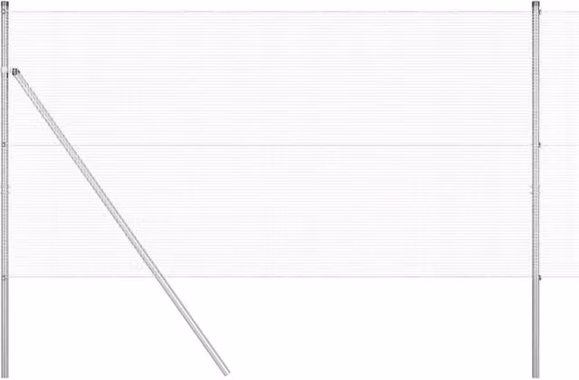 Berkfield Home Silver Galvanised Steel Welded Wire Fence with 7 Round Posts, W: 10 m, H: 1.4 m