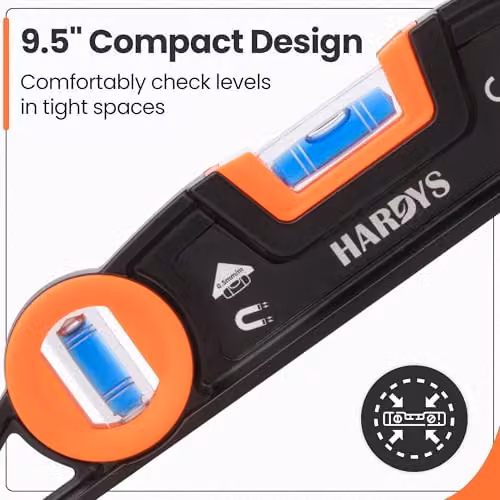 Hardys Torpedo Spirit Level, Black Aluminium Magnetic Level with 3 Vials – 2