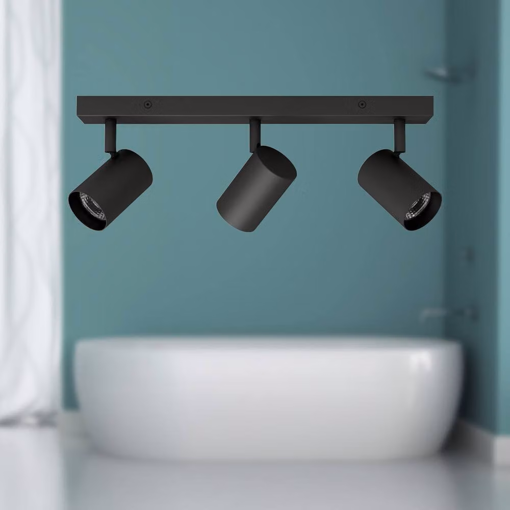 First Choice Lighting Eden Set of 2 Black Metal 3 Light Adjustable Dimmable Spotlight Bars for Bathroom, Kitchen or Hallway – 5