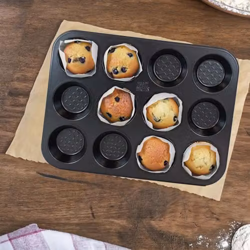 Hairy Bikers Non-Stick Carbon Steel 12-Cup Muffin Tray, Black – 3