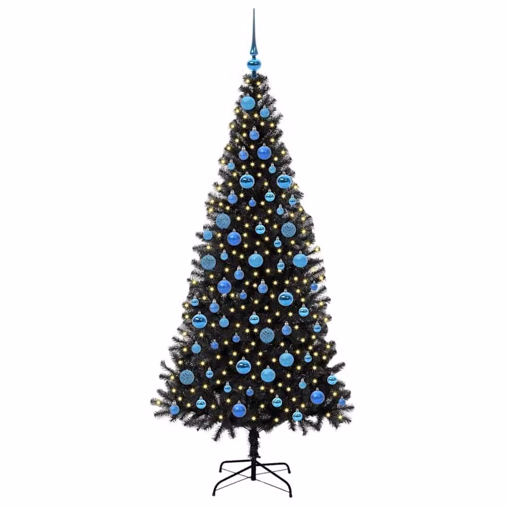 Berkfield Home Christmas Tree with 300 LEDs and Stand, Black, Height: 180 cm – 3