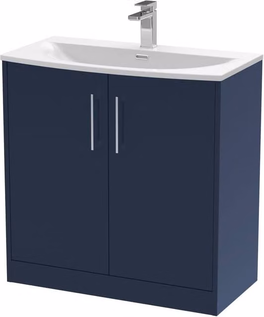Balterley Winshill Contemporary 2 Door Freestanding Vanity Basin Unit, Blue, Width: 80 cm