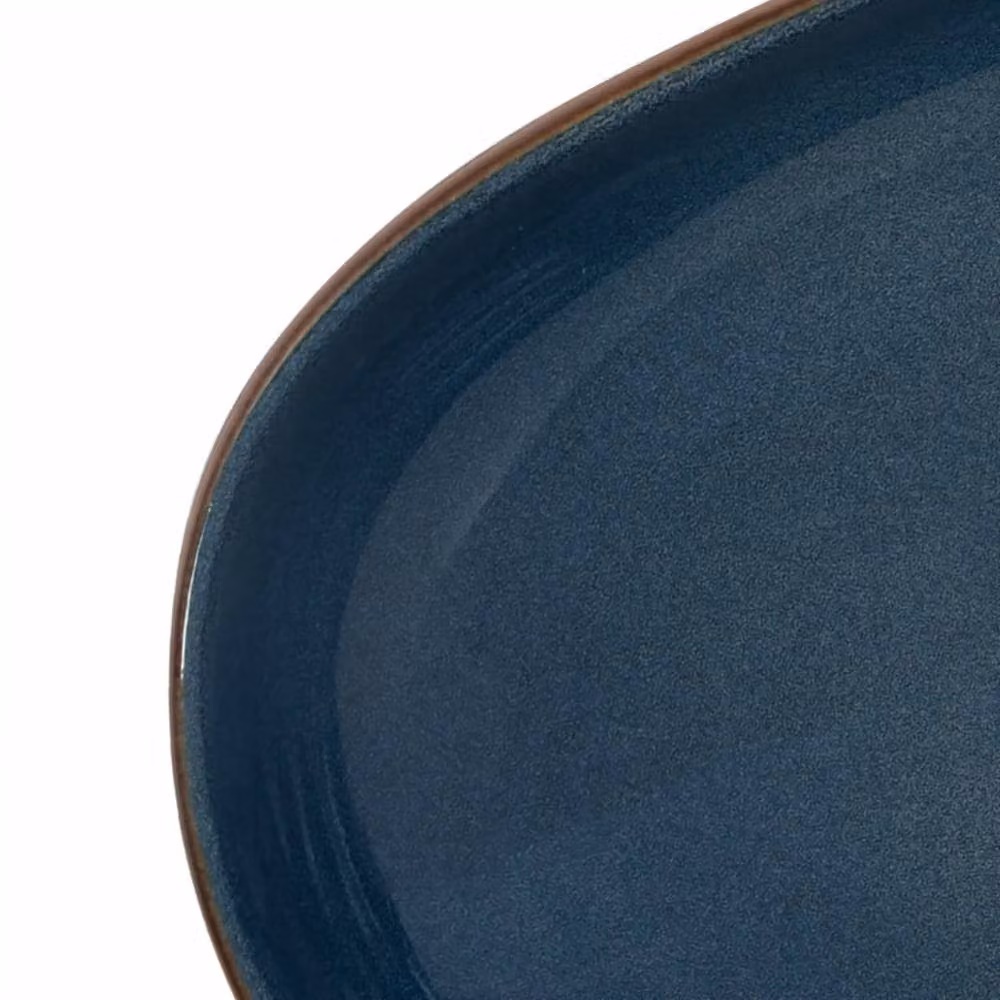 Berkfield Home Oval Ceramic Countertop Basin in Brown and Blue, W: 59 cm, D: 40 cm, H: 14 cm – 4