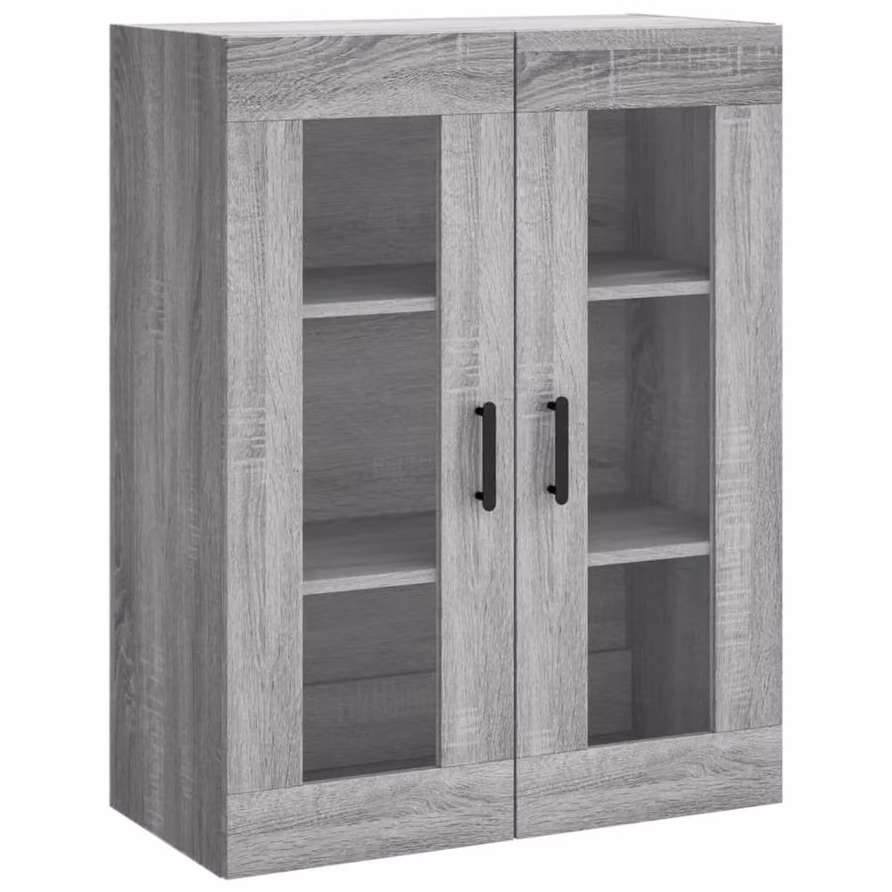 Berkfield Home Wall Mounted Cabinets with Glass Doors, 2 Piece Set in Grey Sonoma Engineered Wood – 4