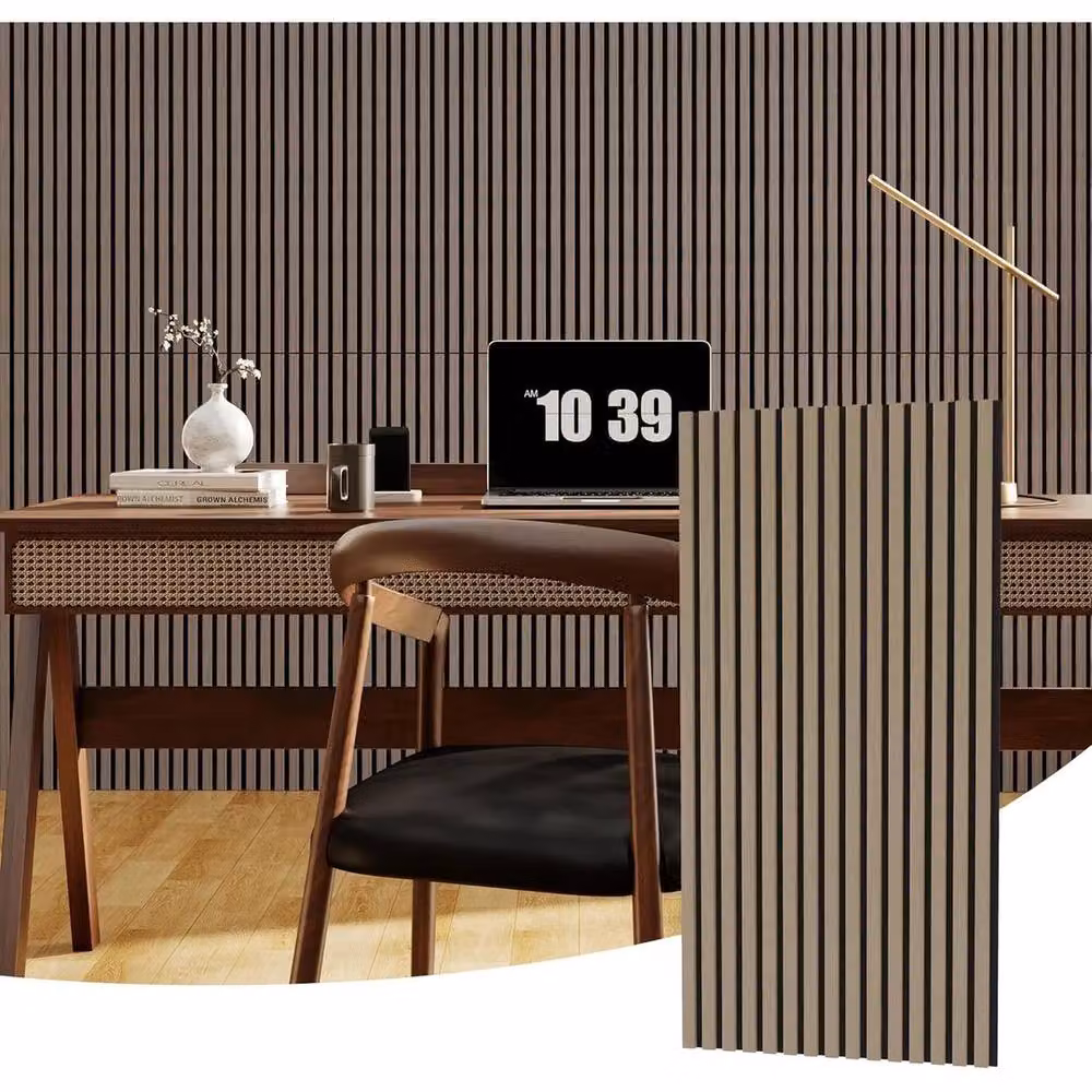 VOGREX 2-Pack 3D Fluted Wood Slat Acoustic Wall Panels in Brown – 4