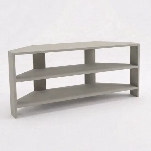 KORVIXA Modern Two Tier Matt Sage Green Corner TV Unit W/D/H: 100 x 100 x 100 cm